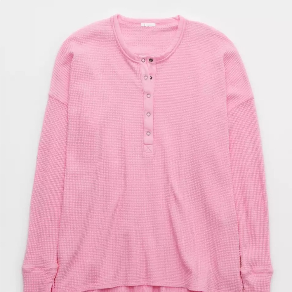 Aerie waffle Henley pink